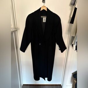 Vintage 100% Wool JNJ Black Long Wool Coat